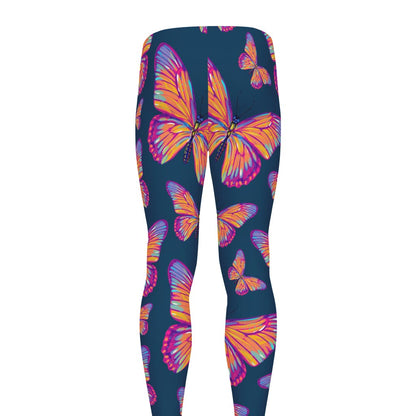 Orange And Purple Butterfly Print Men's leggings