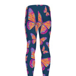 Orange And Purple Butterfly Print Men's leggings