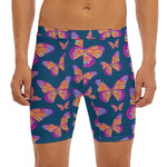 Orange And Purple Butterfly Print Men's Long Boxer Briefs