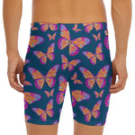 Orange And Purple Butterfly Print Men's Long Boxer Briefs