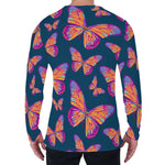 Orange And Purple Butterfly Print Men's Long Sleeve T-Shirt