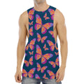 Orange And Purple Butterfly Print Men's Muscle Tank Top