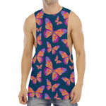 Orange And Purple Butterfly Print Men's Muscle Tank Top