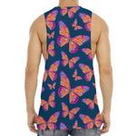 Orange And Purple Butterfly Print Men's Muscle Tank Top