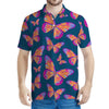 Orange And Purple Butterfly Print Men's Polo Shirt