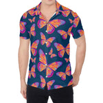 Orange And Purple Butterfly Print Men's Shirt