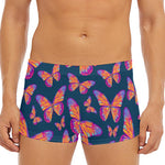 Orange And Purple Butterfly Print Men's Short Boxer Briefs