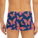 Orange And Purple Butterfly Print Men's Short Boxer Briefs
