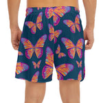 Orange And Purple Butterfly Print Men's Split Running Shorts