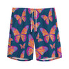 Orange And Purple Butterfly Print Men's Sports Shorts