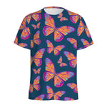 Orange And Purple Butterfly Print Men's Sports T-Shirt