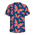 Orange And Purple Butterfly Print Men's Sports T-Shirt