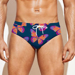 Orange And Purple Butterfly Print Men's Swim Briefs