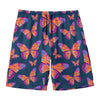 Orange And Purple Butterfly Print Men's Swim Trunks