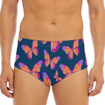 Orange And Purple Butterfly Print Men's Triangle Swim Briefs
