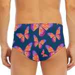 Orange And Purple Butterfly Print Men's Triangle Swim Briefs