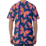 Orange And Purple Butterfly Print Men's Velvet T-Shirt