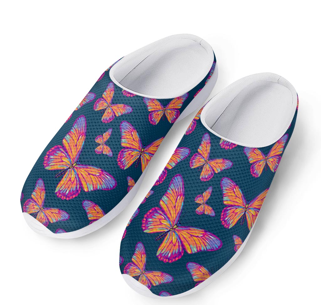 Orange And Purple Butterfly Print Mesh Casual Shoes