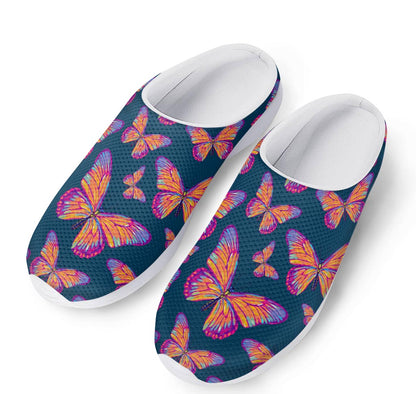 Orange And Purple Butterfly Print Mesh Casual Shoes