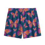 Orange And Purple Butterfly Print Mesh Shorts