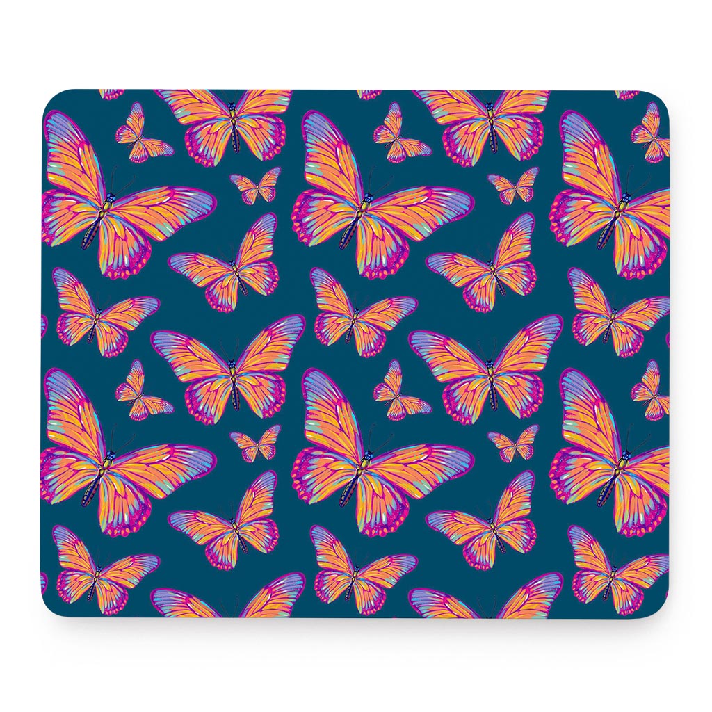 Orange And Purple Butterfly Print Mouse Pad
