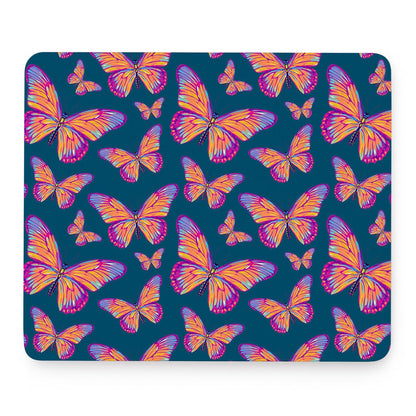 Orange And Purple Butterfly Print Mouse Pad