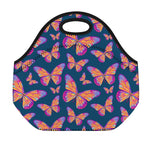 Orange And Purple Butterfly Print Neoprene Lunch Bag