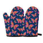 Orange And Purple Butterfly Print Oven Mitts