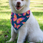 Orange And Purple Butterfly Print Over The Collar Dog Bandana
