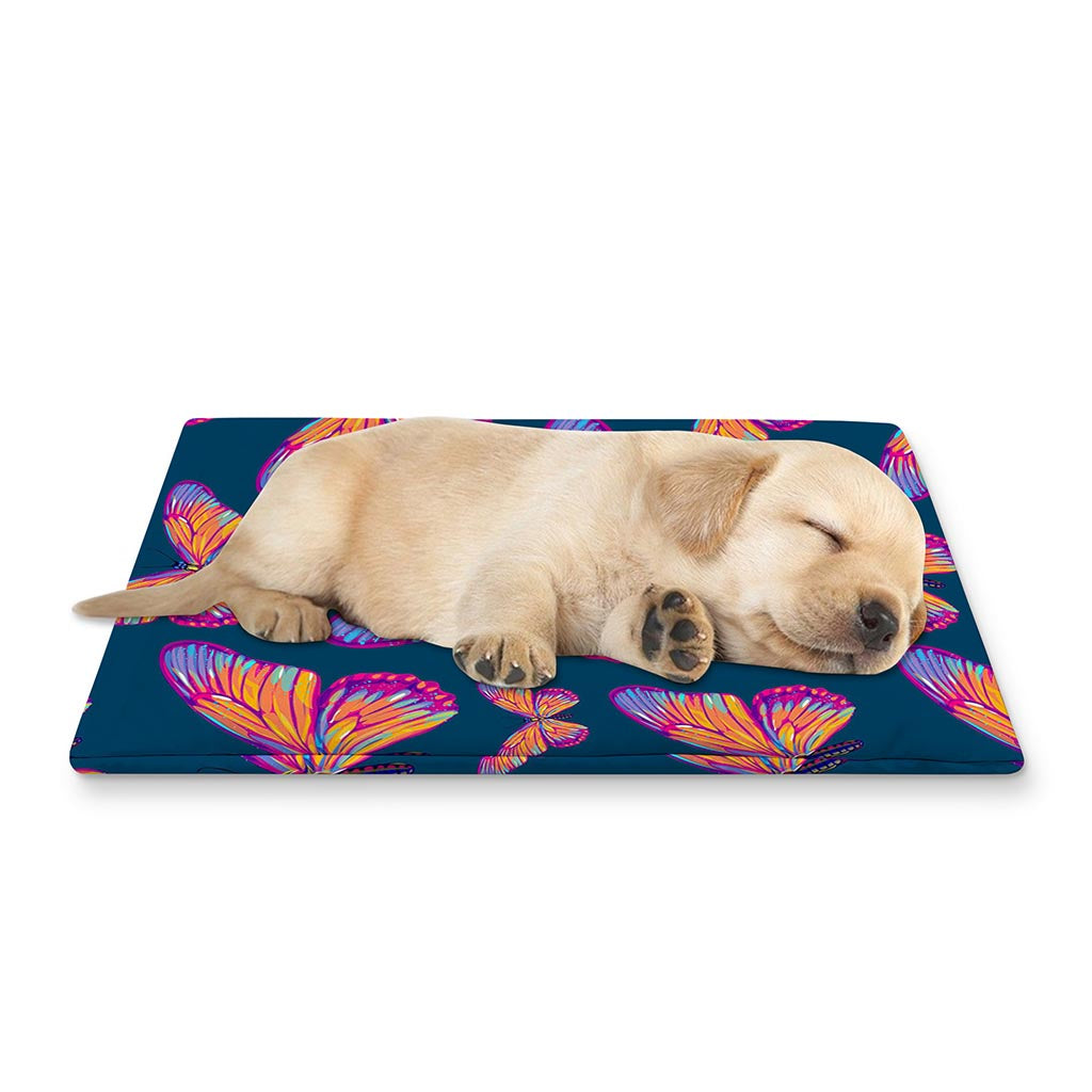 Orange And Purple Butterfly Print Pet Cooling Mat Cover