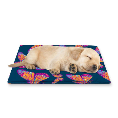 Orange And Purple Butterfly Print Pet Cooling Mat Cover