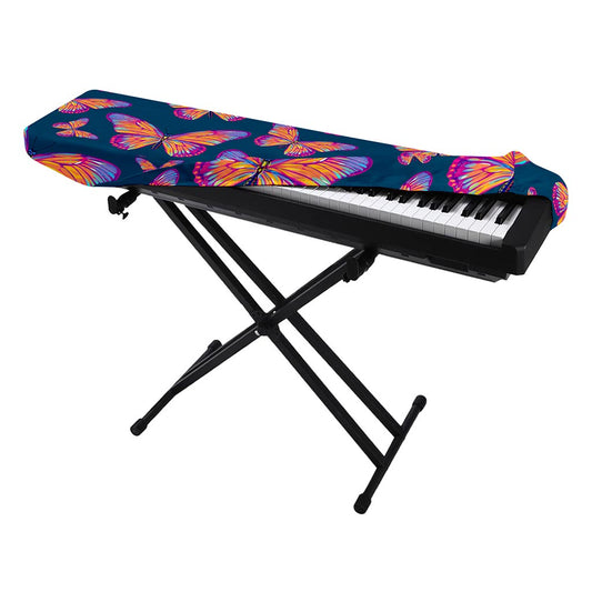 Orange And Purple Butterfly Print Piano Keyboard Cover