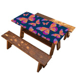 Orange And Purple Butterfly Print Picnic Table Cover