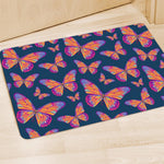 Orange And Purple Butterfly Print Polyester Doormat