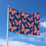 Orange And Purple Butterfly Print Polyester Flag