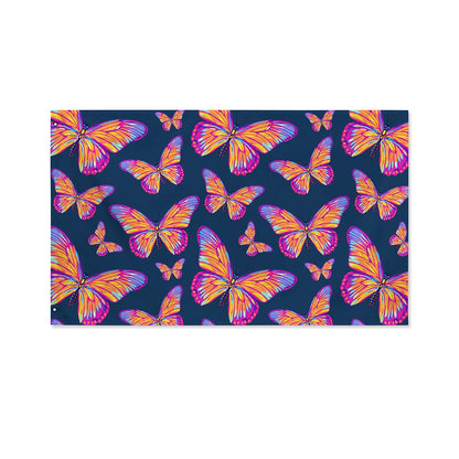 Orange And Purple Butterfly Print Polyester Flag