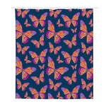 Orange And Purple Butterfly Print Polyester Shower Curtain