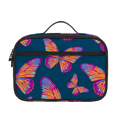 Orange And Purple Butterfly Print Portable Lunch Bag