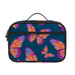 Orange And Purple Butterfly Print Portable Lunch Bag