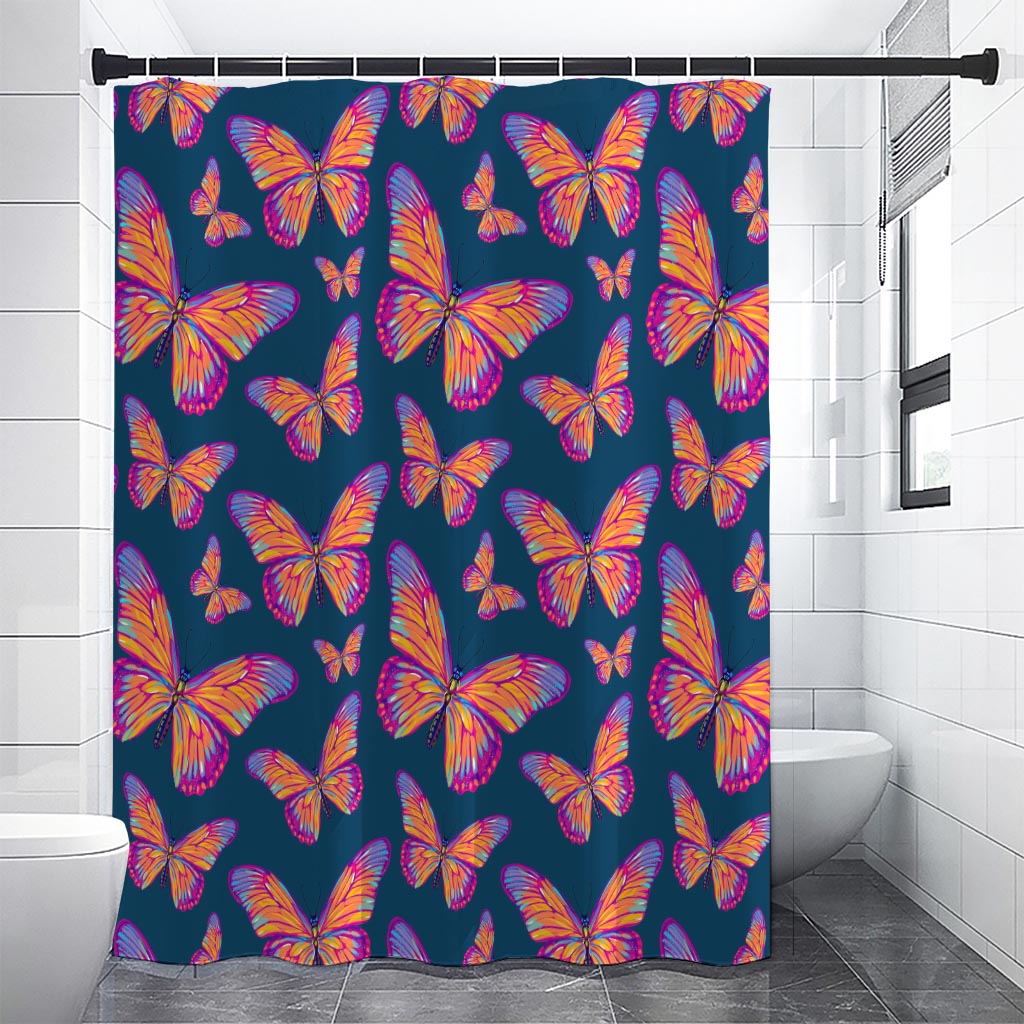 Orange And Purple Butterfly Print Premium Shower Curtain