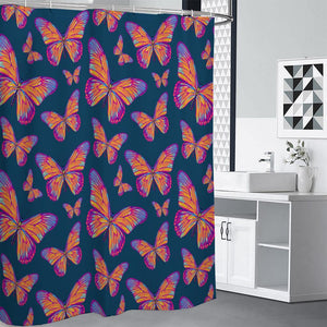 Orange And Purple Butterfly Print Premium Shower Curtain