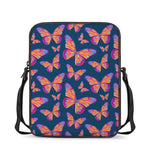 Orange And Purple Butterfly Print Rectangular Crossbody Bag