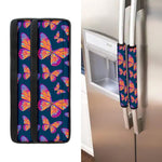 Orange And Purple Butterfly Print Refrigerator Handle Covers
