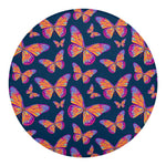 Orange And Purple Butterfly Print Round Blanket