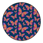Orange And Purple Butterfly Print Round Floor Mat