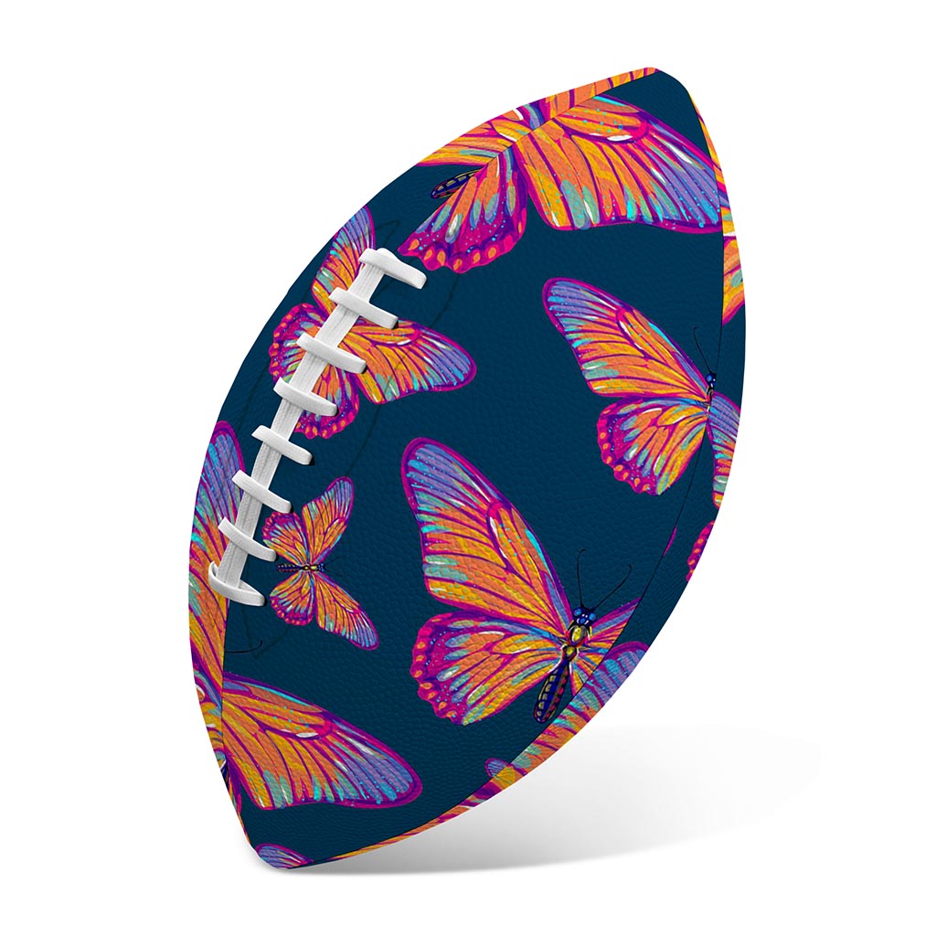 Orange And Purple Butterfly Print Rugby Ball