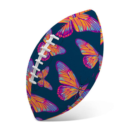 Orange And Purple Butterfly Print Rugby Ball
