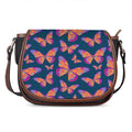 Orange And Purple Butterfly Print Saddle Bag