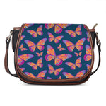 Orange And Purple Butterfly Print Saddle Bag