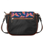 Orange And Purple Butterfly Print Saddle Bag